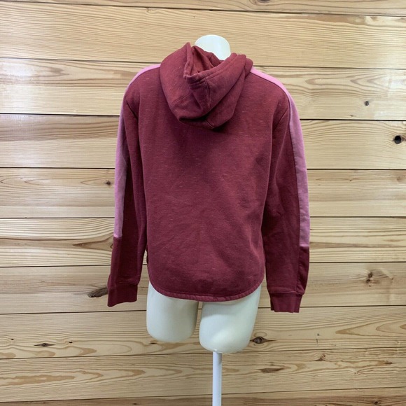 Adidas Sweatshirt Medium Red Pink Heather Hoodie Pullover Long Sleeve B161 - Picture 4 of 7